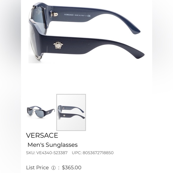 Versace, Men's Sunglasses, Blue Aviators Model:VE4340-523387 - Picture 2 of 7